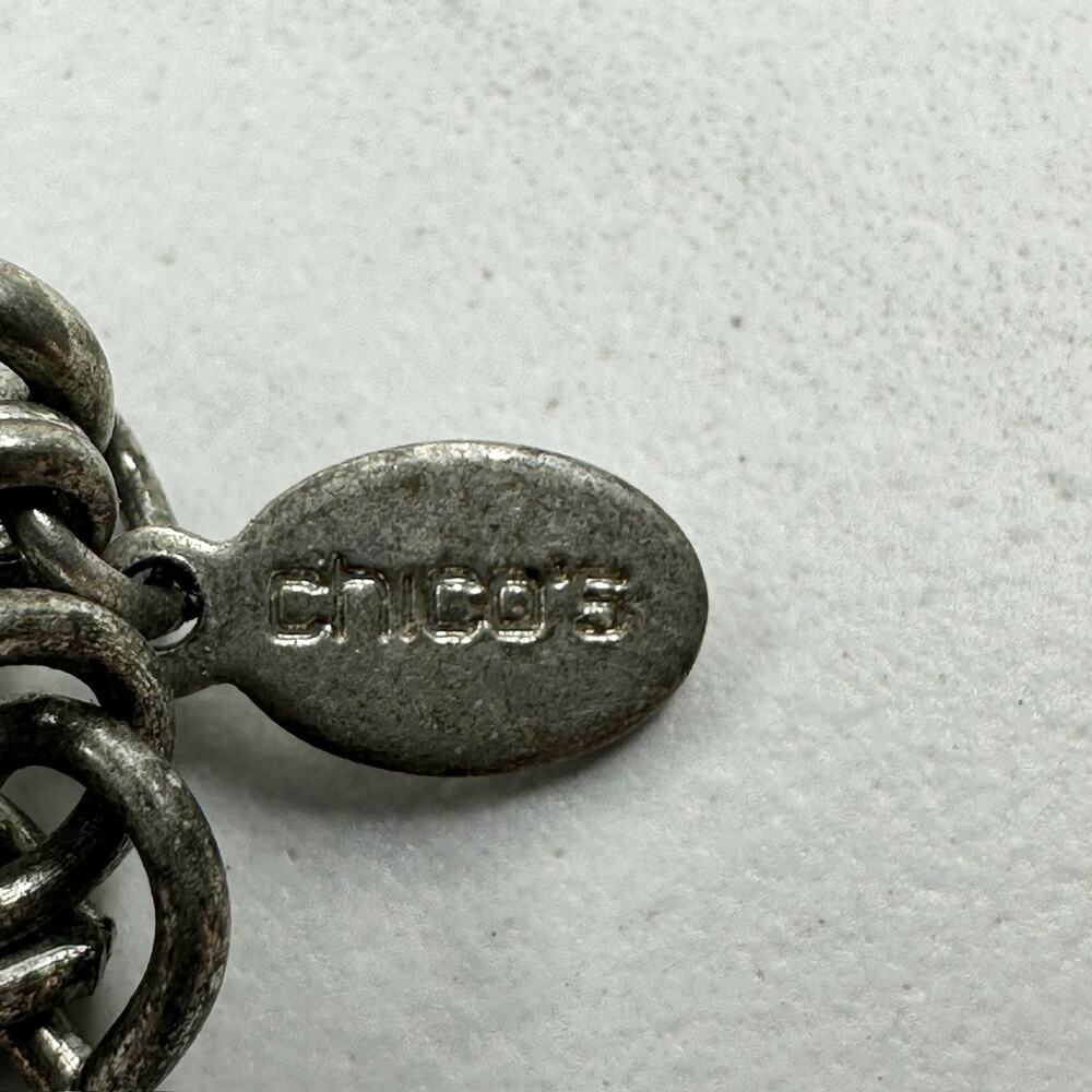 Chico's Multi Strand Seed Bead Necklace Blue Green Silver Tone Long ✨ - Picture 9 of 9